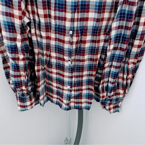 NWT DÔEN Harlow Plaid Blouson-Sleeve Blouse - Picture 4 of 11